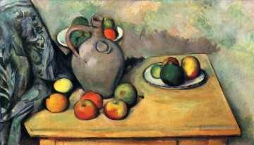 Stilllebenkrug und frucht auf einem Tisch Paul Cezanne Ölgemälde